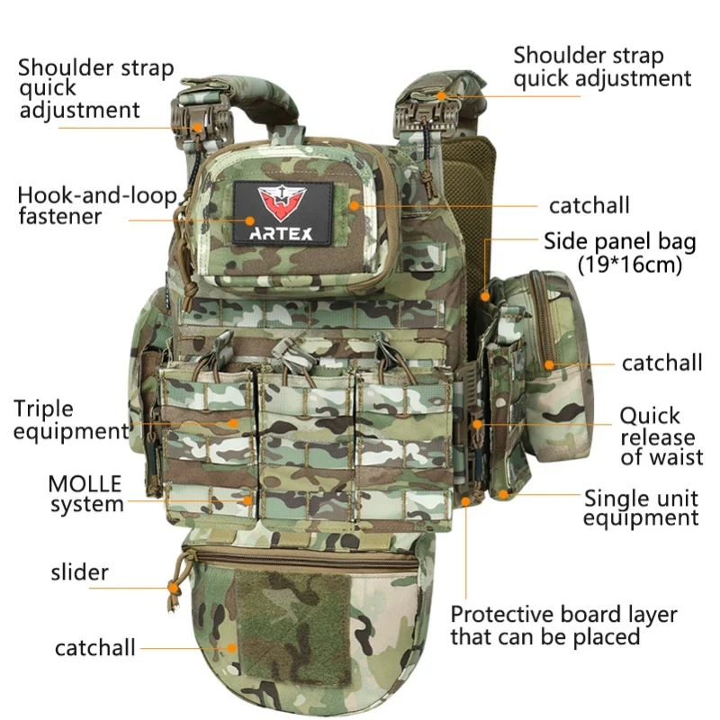 Chaleco táctico 6094, chaleco de transporte de equipo negro de caza al aire libre con corte láser ligero desmontable rápido de alta calidad - imagen 2