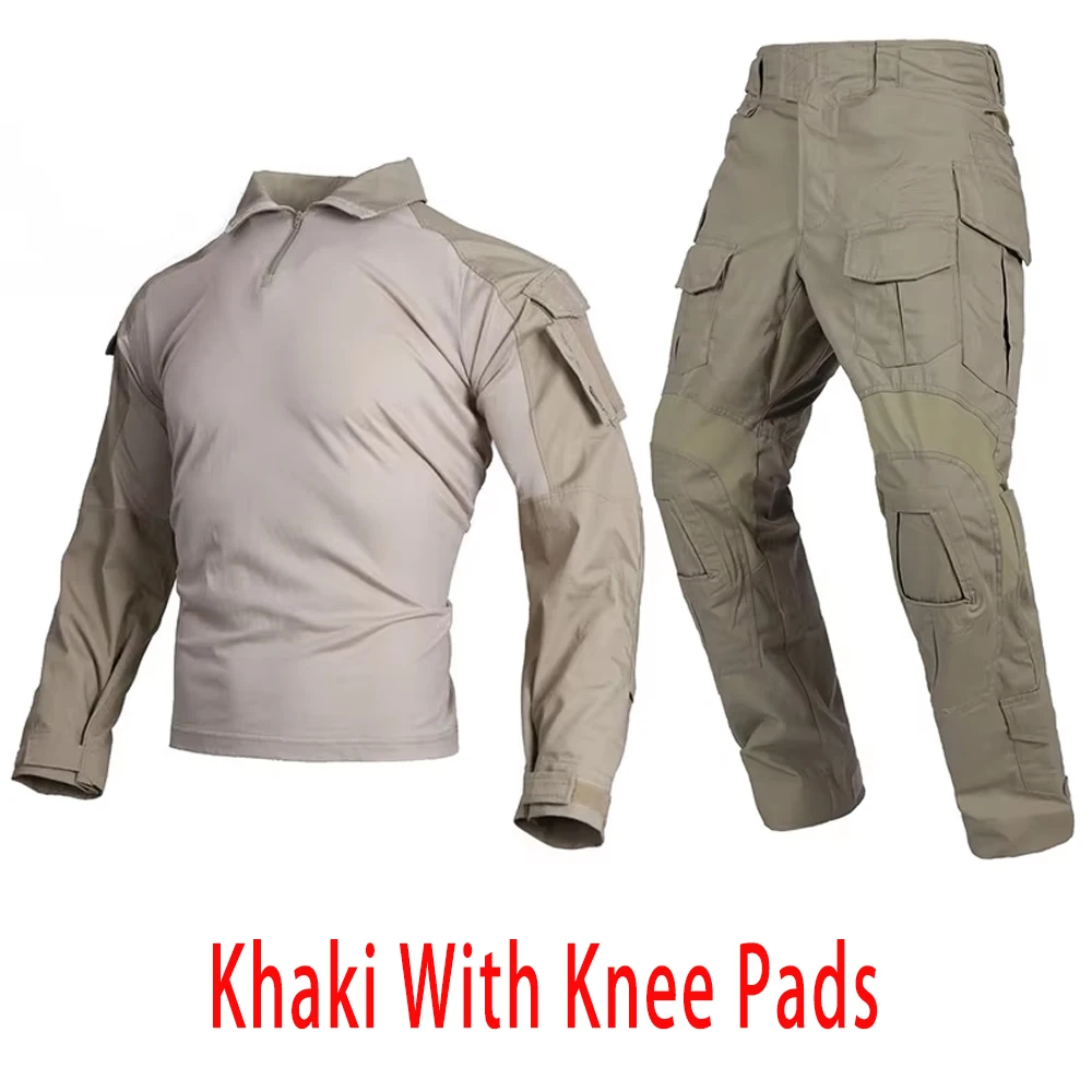 Emersongear-Conjuntos de uniformes de combate G3, trajes de entrenamiento táctico, camisa para hombre, pantalón, Tops, pantalones Cargo, deportes, Camping, KH - imagen 2