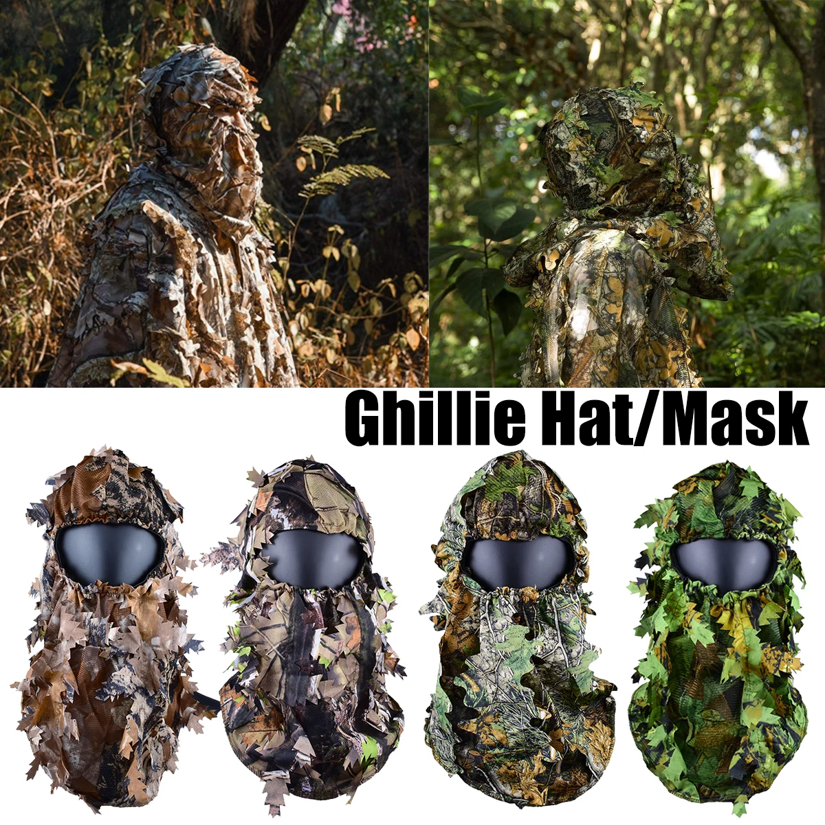 Máscara táctica ghillie 3D camuflaje jungla