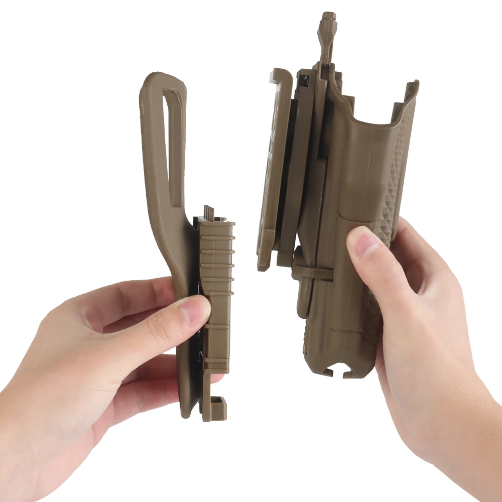 Pistolera táctica universal de GB-84, funda de nailon de cuero, bloqueo de doble perno con cinturón, fila de pierna colgante, sistema de liberación rápida QLS - imagen 4