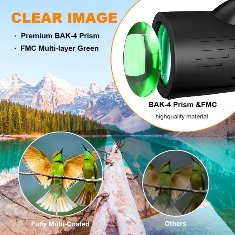 Telescopio Monocular potente, binoculares portátiles de largo alcance, para caza, Camping, con trípode y Clip para teléfono, 12x50 - imagen 4