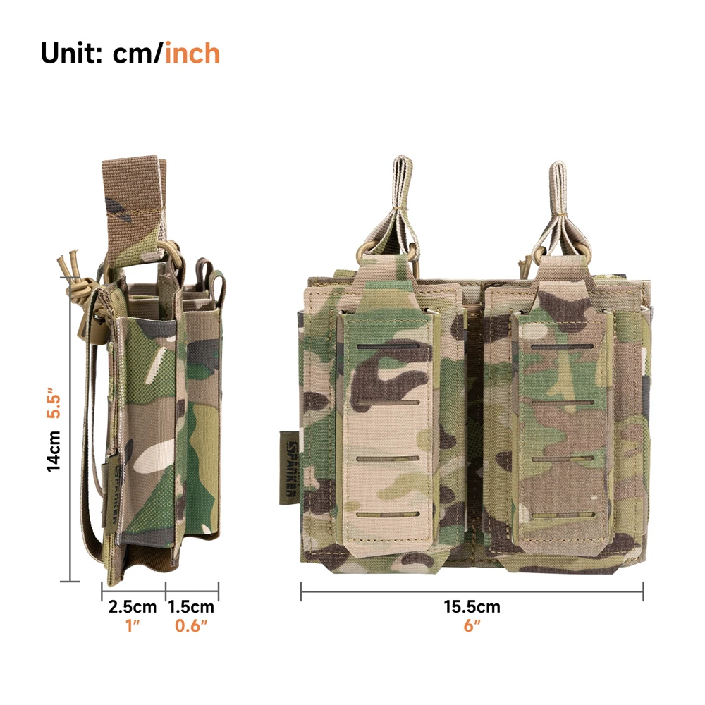 Bolsa táctica Molle para revistas, bolsa táctica individual doble para Rifle, pistola Mag, soporte para cartuchos de 2 capas para M4 M14 M16 AK AR - imagen 4
