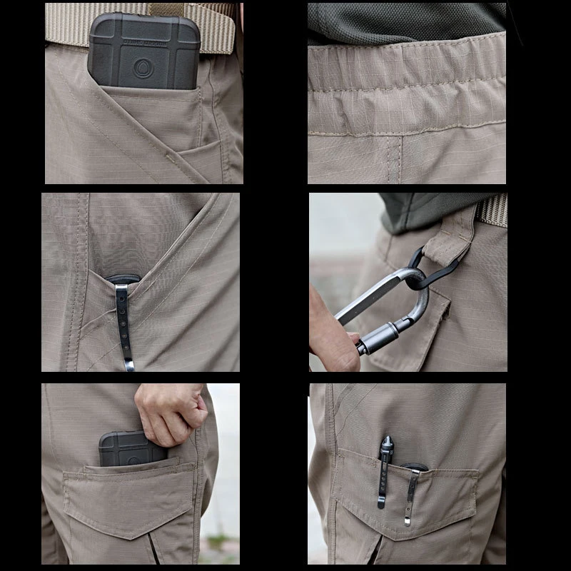 Pantalones cortos tácticos impermeables para hombre, pantalones Cargo de secado rápido, monos transpirables con múltiples bolsillos, pantalones cortos de playa para exteriores, Verano - imagen 5