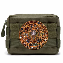 Parche bordado con calendario maya, insignia de moral táctica de piedra solar azteca, brazalete con gancho y bucle, parche adhesivo para mochila para ropa