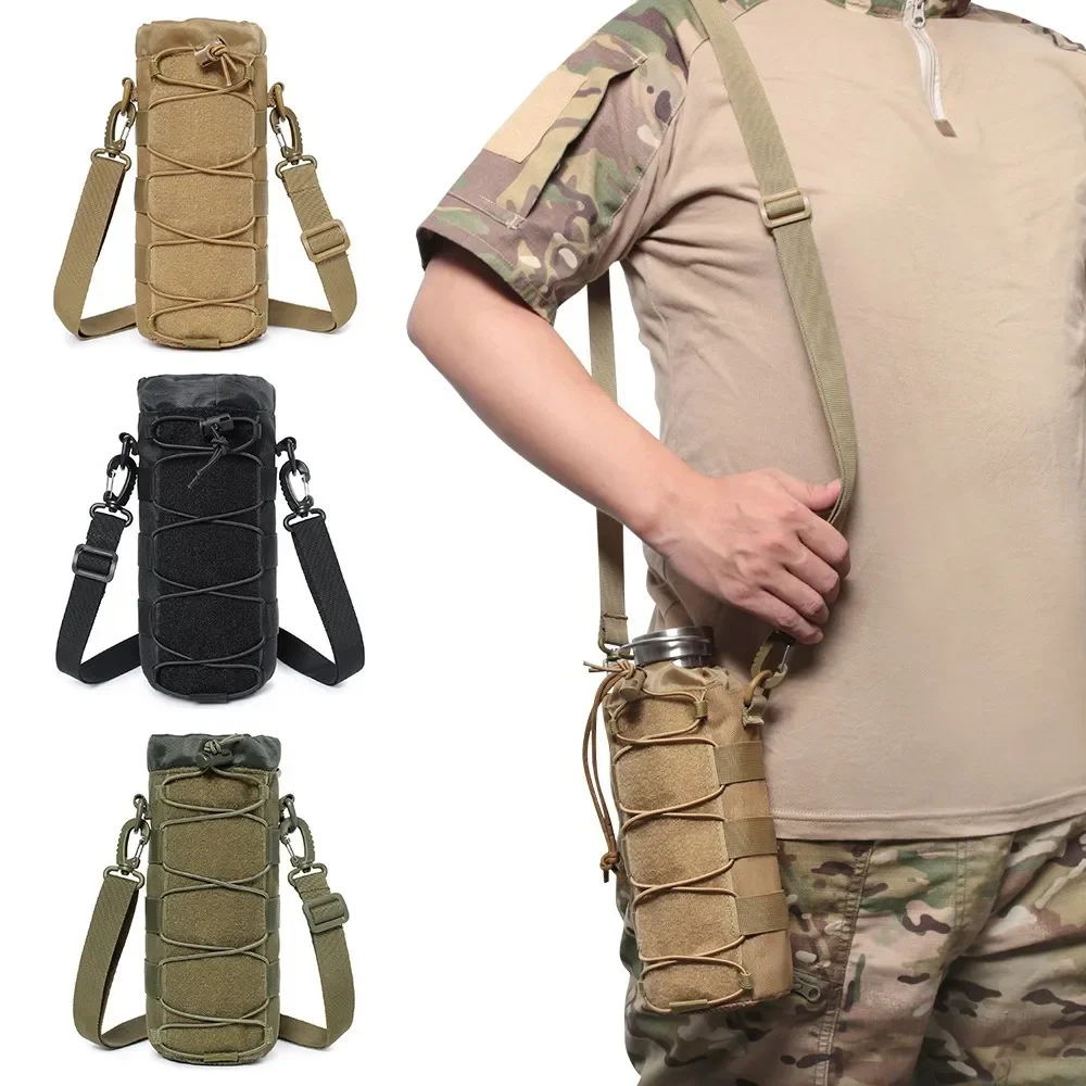 Bolsa táctica Molle para botella de agua, bolso de hombro para viajes al aire libre, caza, Camping, senderismo, ciclismo, hervidor de agua, riñonera