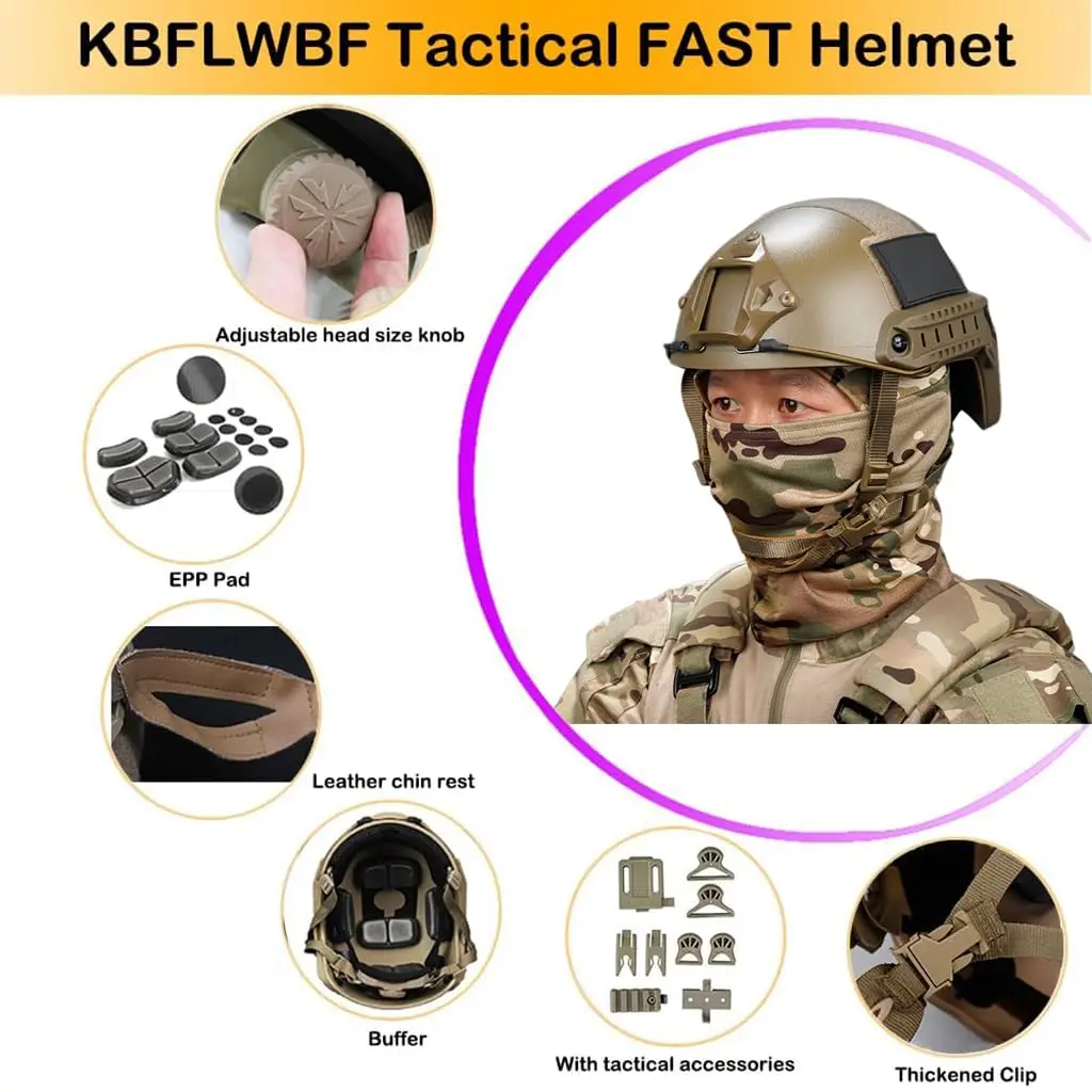 Casco táctico rápido con máscara, gafas y cubre cabeza Airsoft - imagen 2
