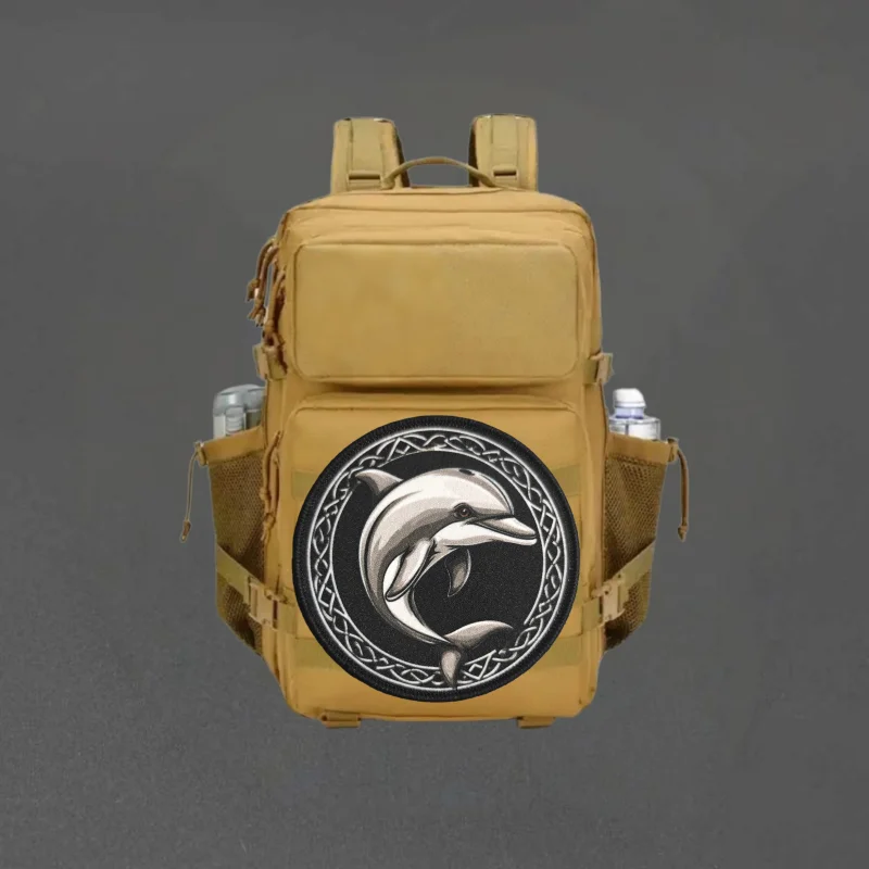 Parche con estampado de delfines de Anime, chaleco táctico, insignia de moral con gancho y bucle, pegatinas para mochila militar, parches para brazalete para ropa