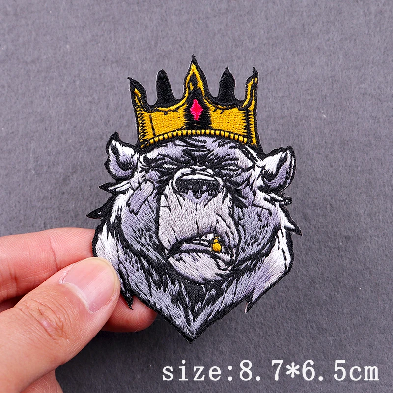 Parche bordado de calavera Punk, parches para planchar para ropa, parches termoadhesivos para ropa, parche muscular de animales para insignia de ropa - imagen 5