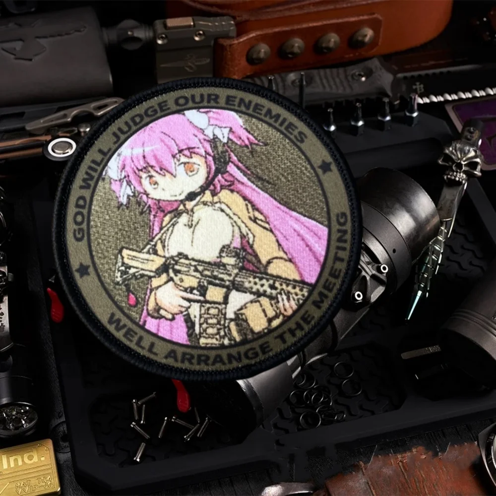 Parche táctico de God Will Judge Enemies, emblema de gancho y bucle impreso para chica, insignia de moral militar, brazalete, pegatinas para mochila