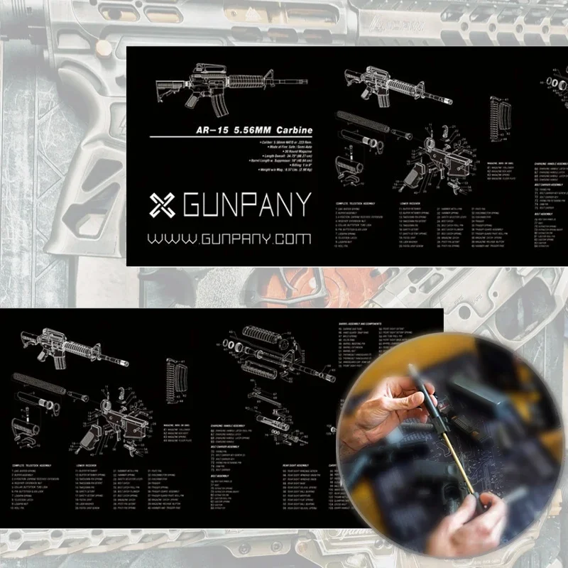 Vector Optics-alfombrilla de limpieza de armas Glock, alfombrillas de goma antideslizantes con instrucciones de diagrama de piezas, alfombrillas de ratón de escritorio para AR15 - imagen 3