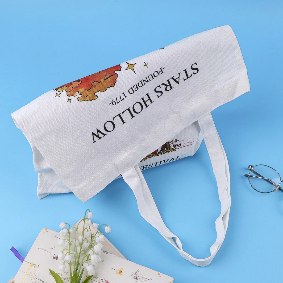 Bolso de hombro con diseño hueco de estrellas para niña, bolso de lona, bolso de mano plegable, bolso de compras para mujer, bolsa de almacenamiento Vintage - imagen 2