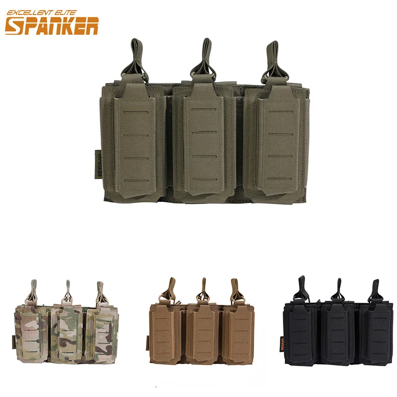 Bolsa táctica Molle para revistas, bolsa táctica Triple para Rifle, pistola Mag, soporte para cartuchos de 2 capas para M4 M14 M16 AK AR - imagen 3