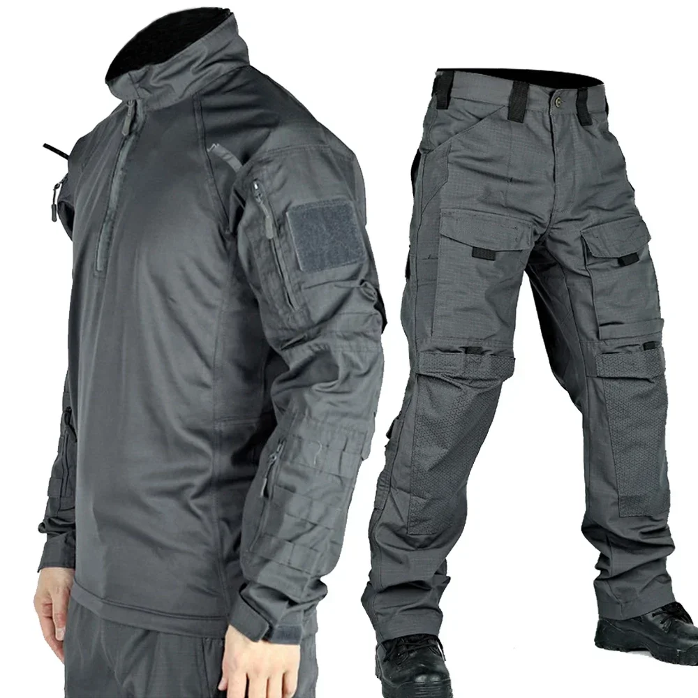 Trajes de uniforme táctico Milit, ropa de caza de camuflaje para exteriores, camisas, pantalones de senderismo, entrenamiento, conjuntos de Paintball Airsoft Ripstop de secado rápido - imagen 3
