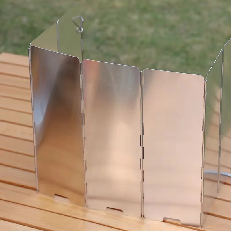 Estufa de Gas de 8 placas, protector contra el viento para acampar al aire libre, quemador de cocina para Picnic, pantalla a prueba de viento, pantalla de viento de aleación de aluminio - imagen 2