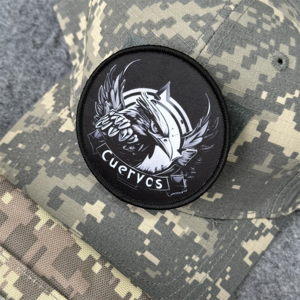 Parche de cuervo, insignia de moral táctica, apliques personalizados del ejército militar, pegatina para mochila, parches de gancho y bucle impresos para ropa