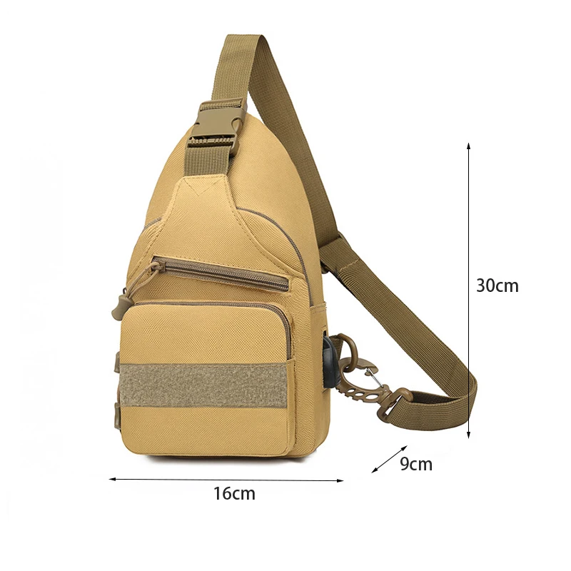 Bolso de pecho táctico para hombre, bolsa de hombro militar para exteriores, bolsa deportiva con puerto USB, bandolera para caza, viaje, Camping - imagen 5