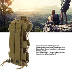 Funda portabotellas MOLLE táctica de malla con cierre de cordón