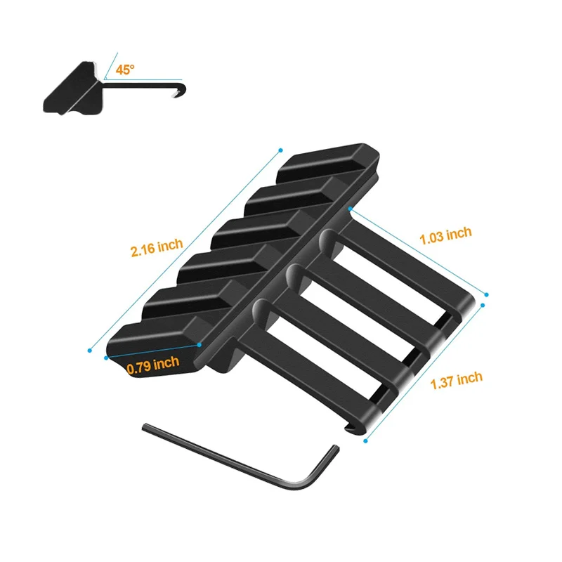 Soporte de riel de 45 grados con compensación óptica, con adaptador de riel lateral de 20mm, para montaje de linterna con alcance láser, caza, accesorios para pistola de juguete - imagen 2