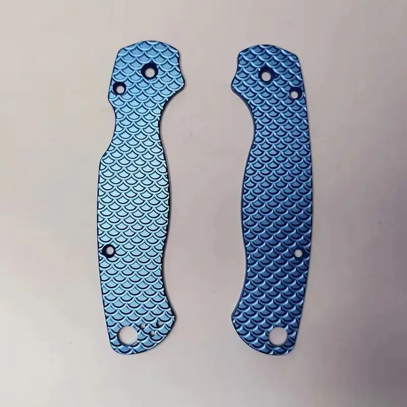 Básculas de mango de cuchillo negro/azul anodizado de aluminio de 3 colores para cuchillos Spyderco C81 Paramilitary2 Para2 reemplazar hacer accesorios - imagen 2