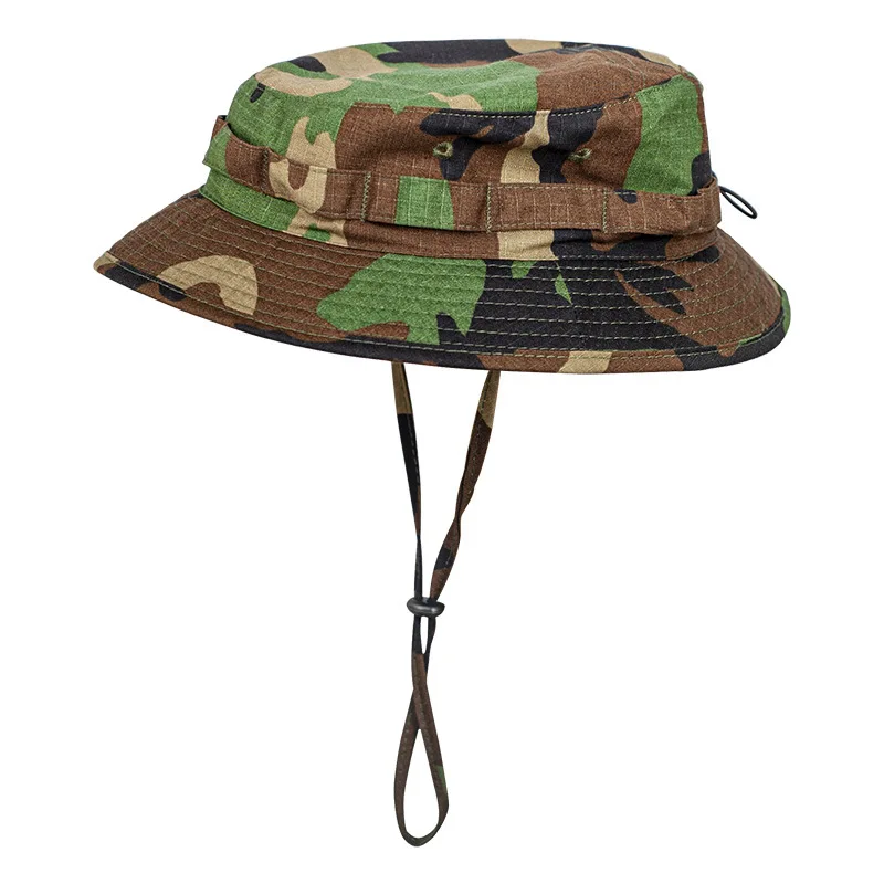 Sombrero táctico de camuflaje para hombre y mujer, visera corta, borde redondo, sombrilla, alero estrecho, gorra de pescador para el sol - imagen 5