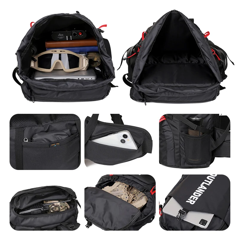 Mochila de gran capacidad para acampar, bolsa de hombro impermeable para senderismo, viajes al aire libre, escalada, montañismo, 60L - imagen 5