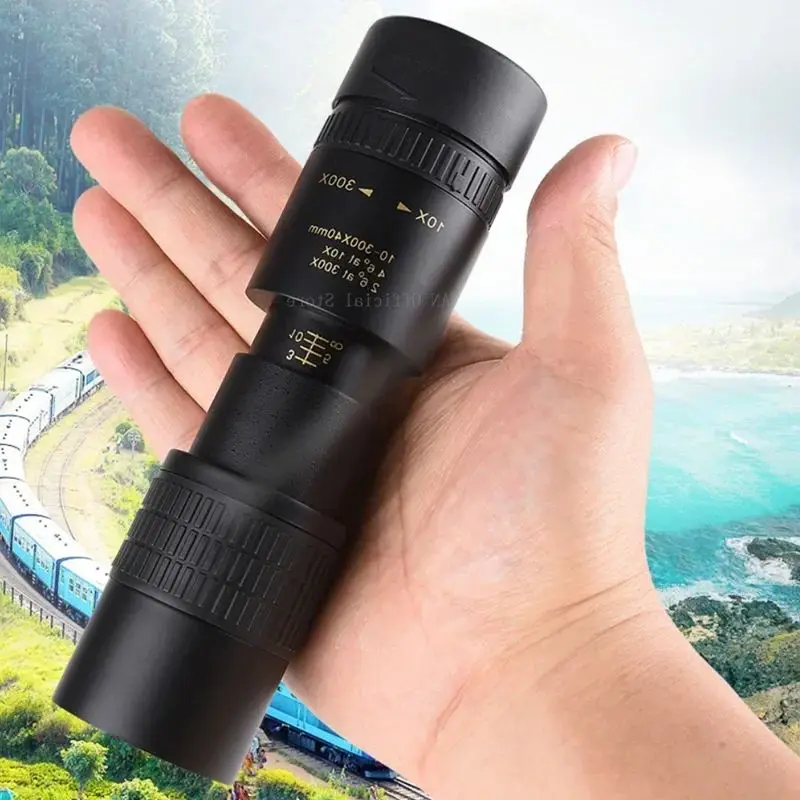 Telescopio Monocular de alta definición 10-300x40 con soporte para teléfono, para observación de aves, caza, Camping, viaje, Zoom potente - imagen 2