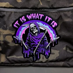 Grim Reaper-pegatina de insignia de moral para ropa, parches militares tácticos para mochila de Halloween, apliques de parche de gancho y bucle