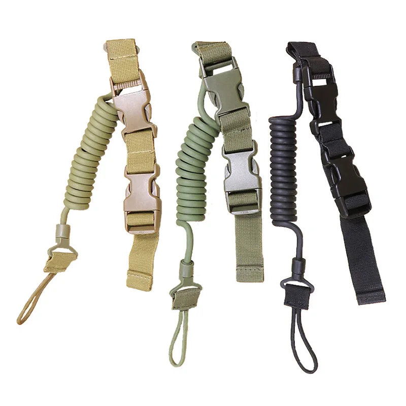 Cordón elástico antipérdida táctico, correa de seguridad con resorte, cuerda para llavero, cadena, linterna, accesorios de caza