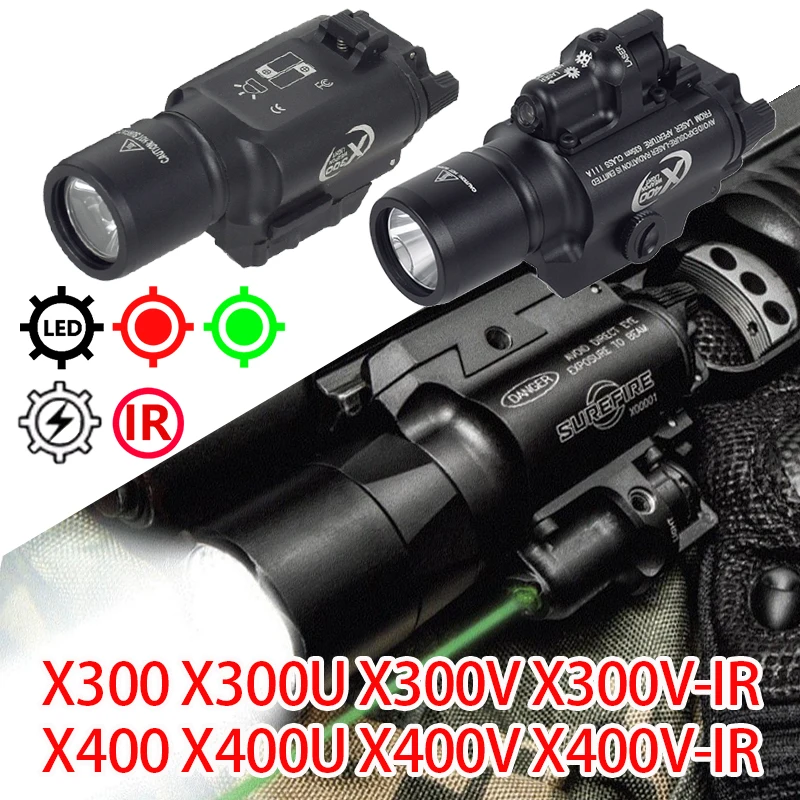 Airsoft SureFire Ultra X300 X400 X300U X300U-IR X400V serie pistola de Metal luz colgante linterna de caza compatible con riel de 20mm G17 G19