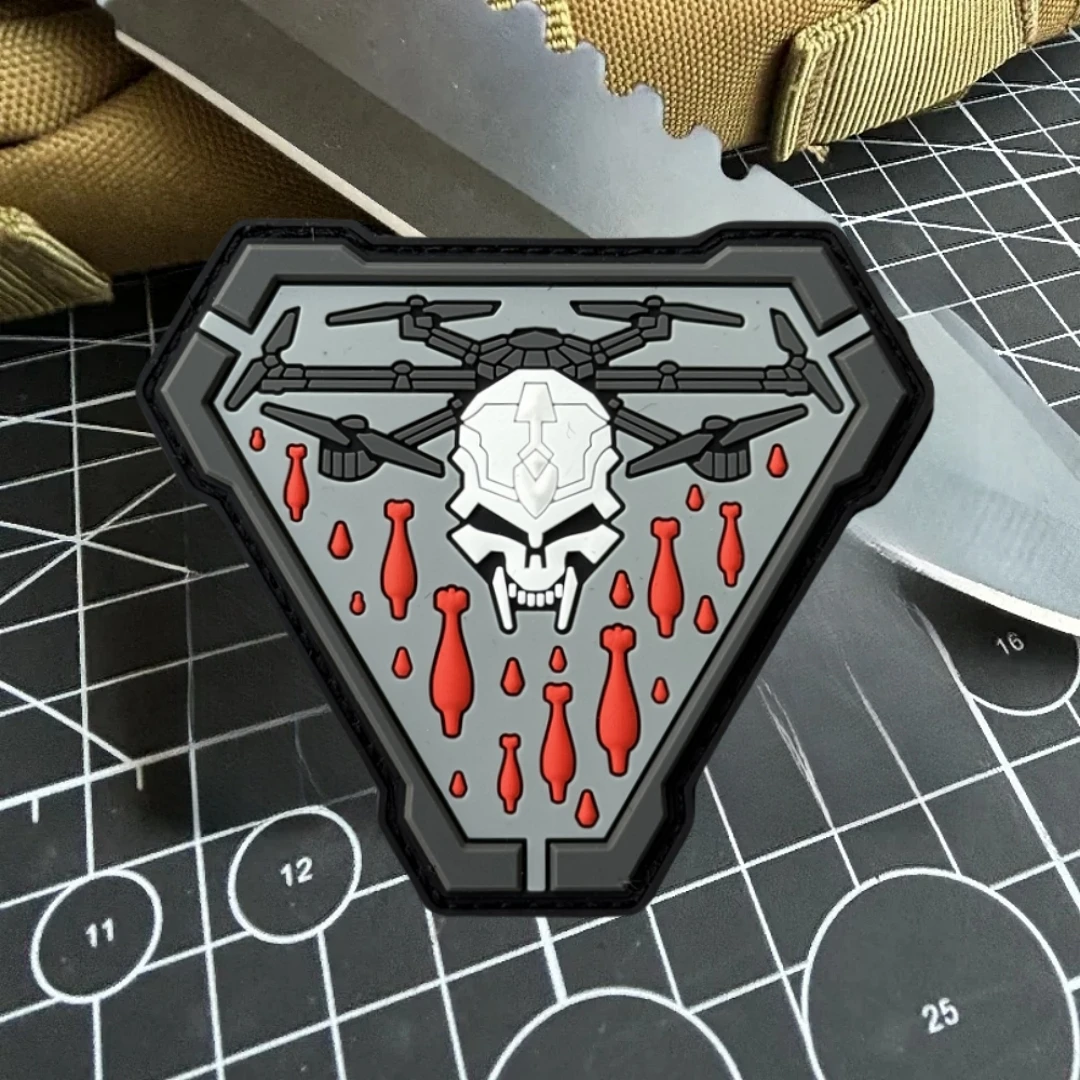 Parche táctico de moral de cráneo divertido, insignia militar, parches de bucle de gancho de PVC 3D, pegatina para mochila de equipo al aire libre - imagen 4