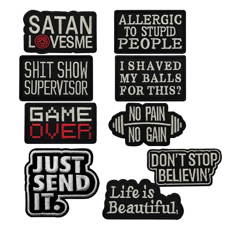 Parches de gancho y bucle bordados en inglés para películas y series de televisión, brazaletes para fanáticos militares, insignias de moral, parche para mochila al aire libre