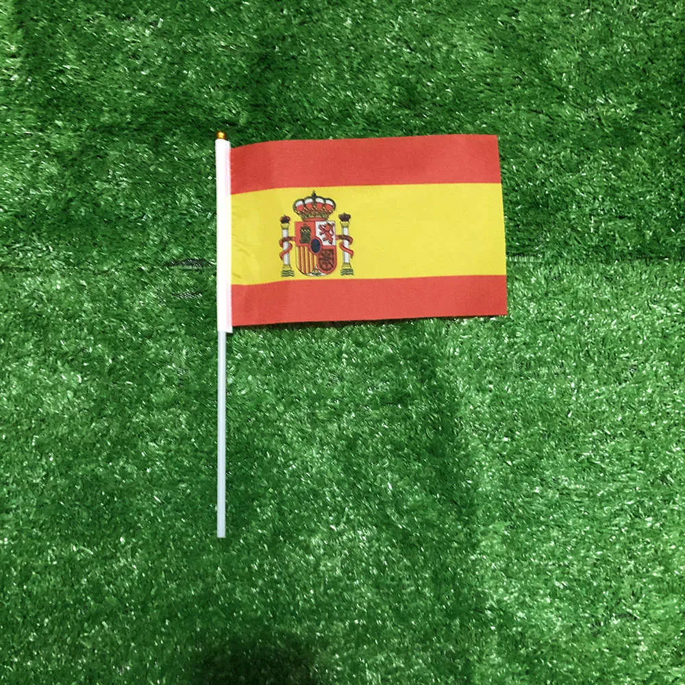 BANDERA DE CIELO Bandera ondeante de mano de España 14x21cm 10/20/50/100 Uds poliéster penetración de doble cara Bandera de mano de España para decoración - imagen 3