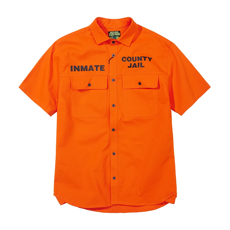 Camisa de manga corta de gran tamaño estilo disfraz de prisionero estilo americano al aire libre
