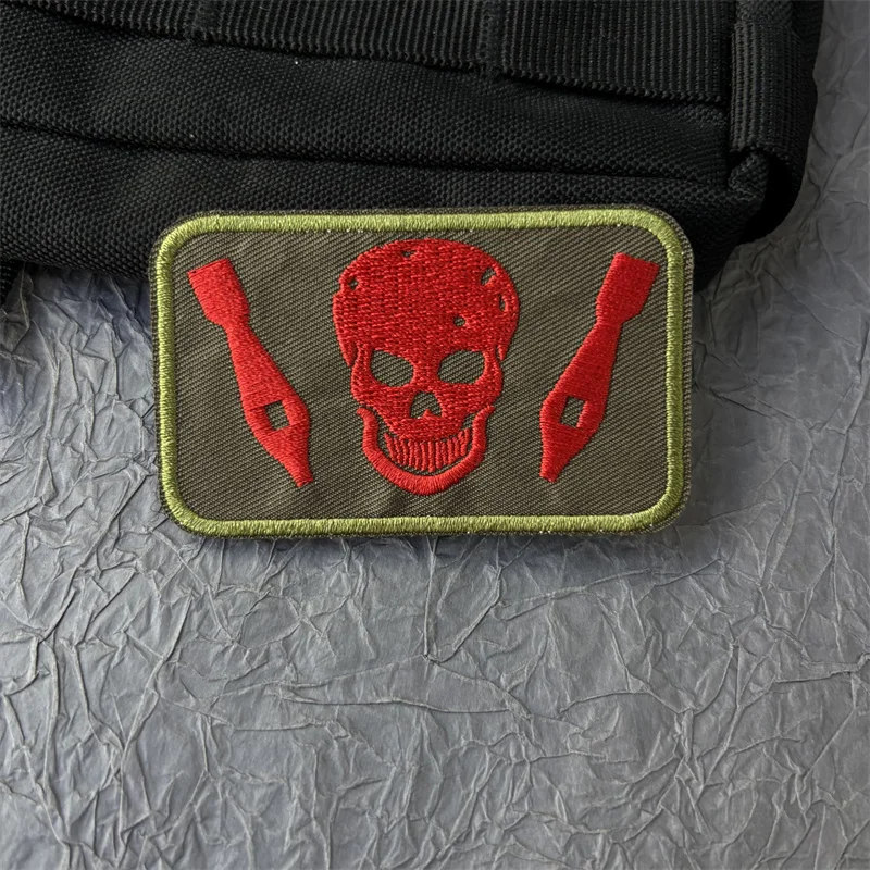 Parche impreso con bordado de calavera para ropa, equipo táctico, parches de gancho y bucle, pegatinas para mochila, insignia de moral - imagen 2