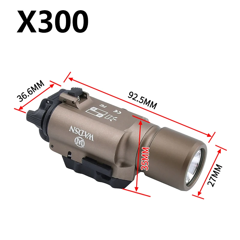 Linterna táctica para arma de caza, luz LED blanca de 20MM, riel 600, 1911 lúmenes, X300U, X300 - imagen 2