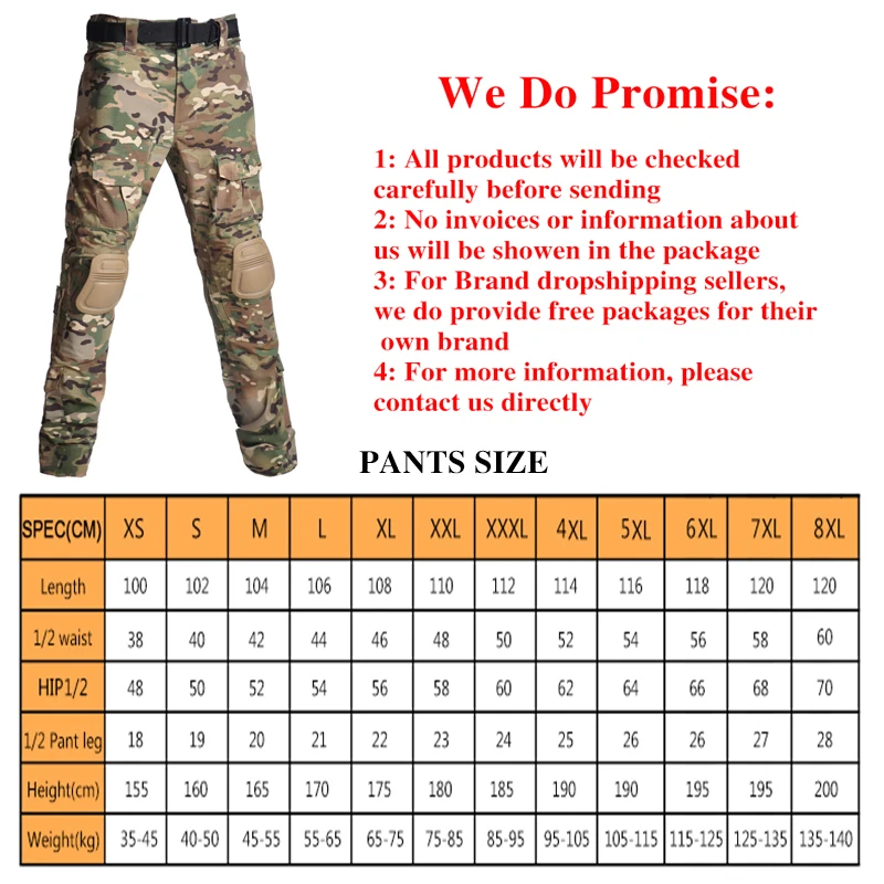 Pantalones tácticos para hombre, pantalones de combate con almohadillas, ropa de senderismo, pantalones Airsoft, ropa de camuflaje para caza y escalada - imagen 2