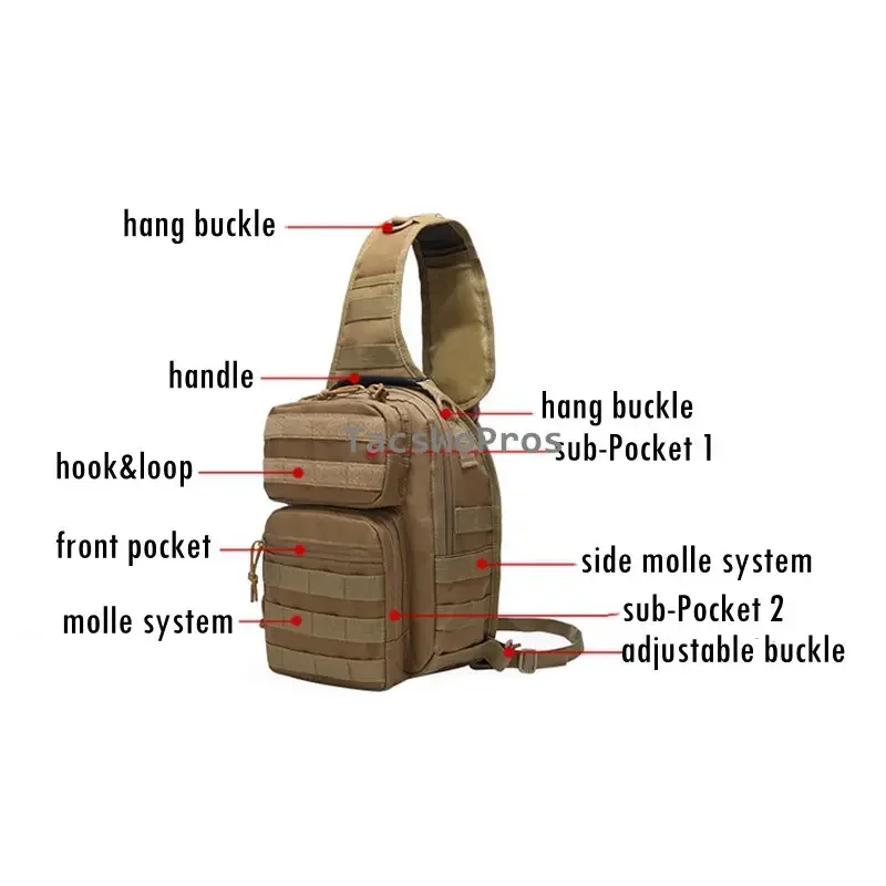 Bolsas de pecho al aire libre de gran capacidad para senderismo Camping bolso de hombro tipo bandolera Molle entrenamiento táctico camuflaje Sling paquetes de pecho - imagen 3