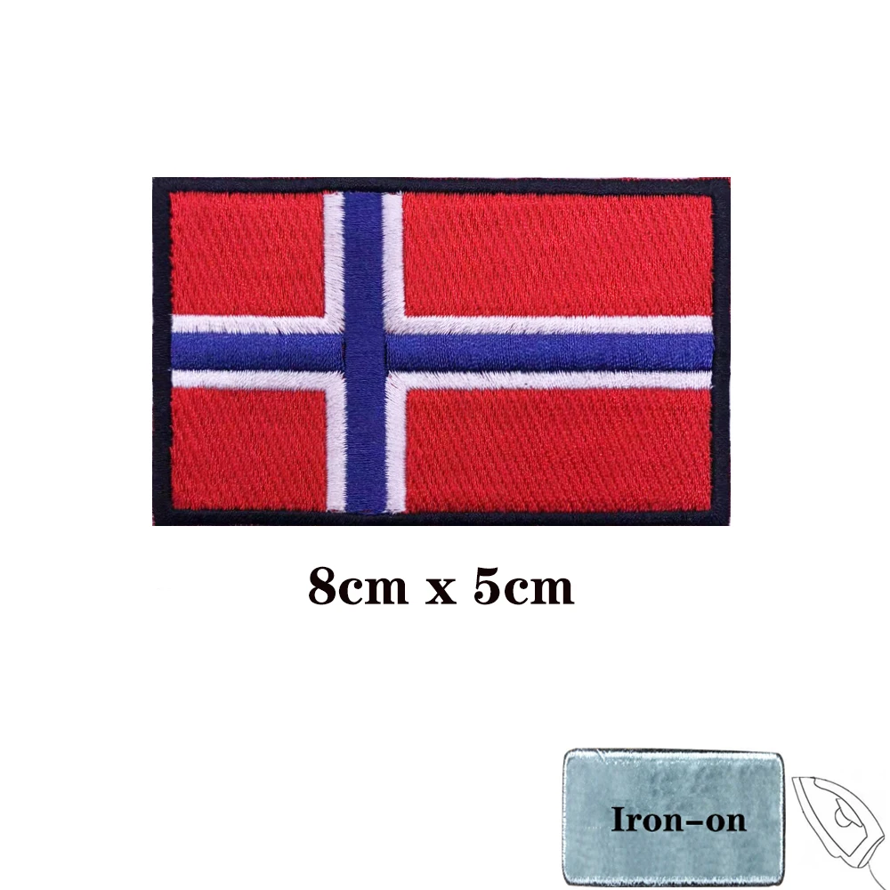 Parches de Noruega con bandera noruega, brazalete, parche bordado con gancho y bucle, insignia bordada con hierro, raya militar - imagen 2