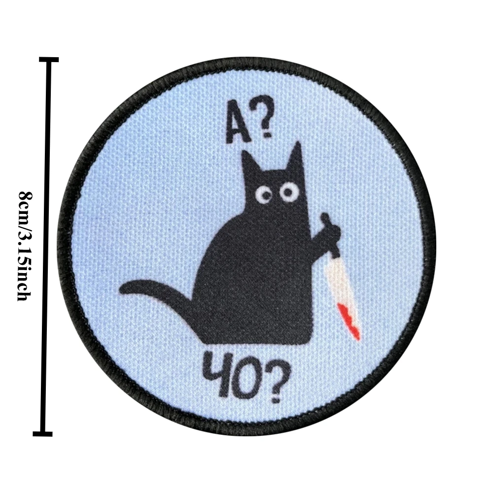 Parche táctico de gato de Robert, divertido gato con cuchillo, parches de gancho y bucle, insignia de moral, brazalete del ejército militar, pegatinas para mochila - imagen 3