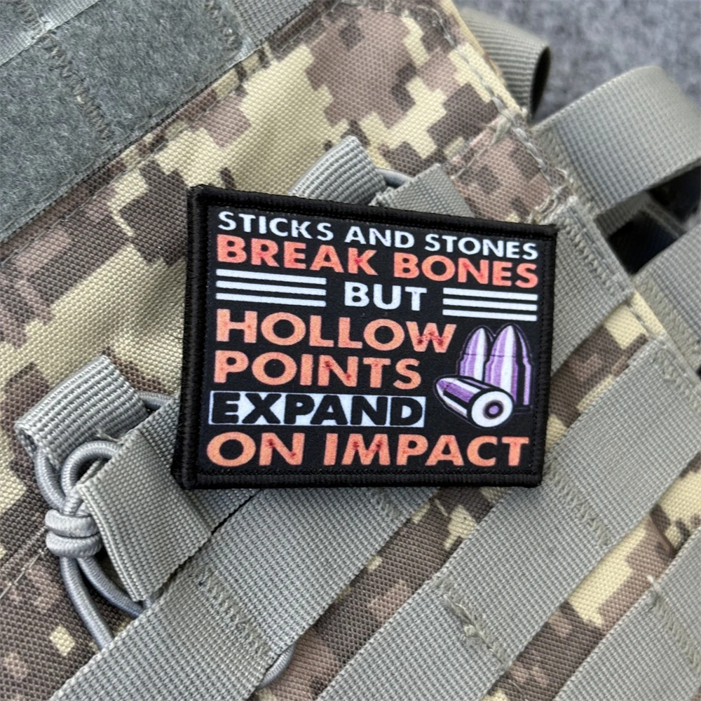 Palos y piedras, parche táctico de moral, gancho y bucle, divertido equipo personalizado Airsoft, emblema militar divertido, pegatinas impresas para mochila - imagen 3