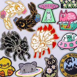 Parches bordados de pez zorro en el sombrero, parches termoadhesivos para planchar con animales bonitos para ropa, apliques de decoración para ropa