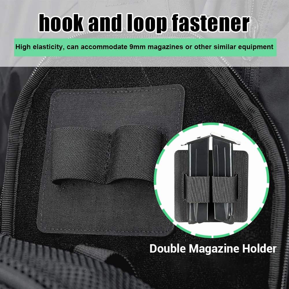 Funda táctica doble para revistas, bolsa de inserción Modular, doble soporte para revistas, mochila, aparejo de pecho, organizador, Panel, sujetadores de gancho - imagen 5