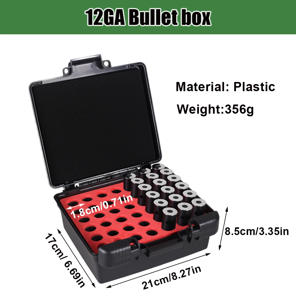 Caja de munición de 25/42 balas de calibre 12GA, caja de almacenamiento de cartuchos para Rifle y escopeta, estuche de transporte de munición bloqueable, accesorios de caza - imagen 4
