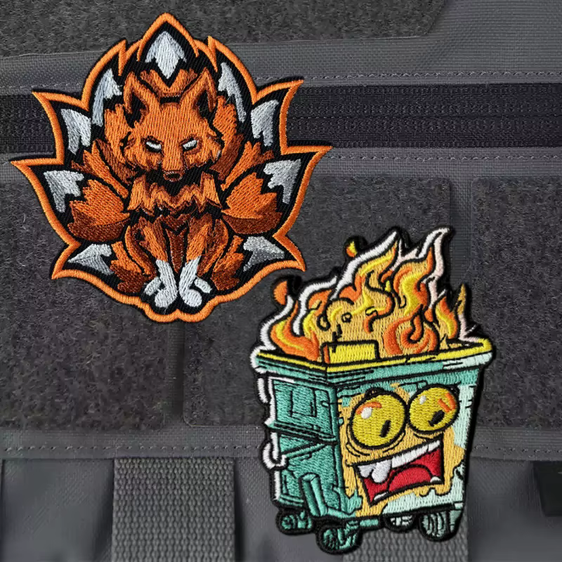 Parche bordado militar on Fire Trash Can – Insignia táctica para mochila - imagen 2