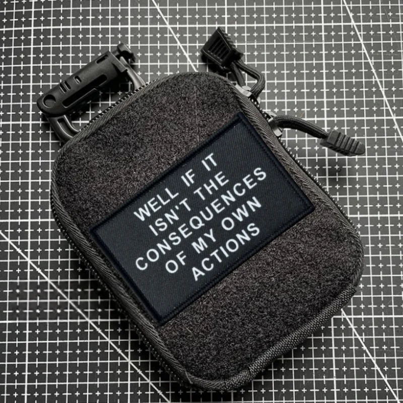 Parche "Viense si no es las consecuencias de mis propias acción", insignia táctica con estampado de gancho y bucle, mochila, ropa, pegatina, brazalete - imagen 3