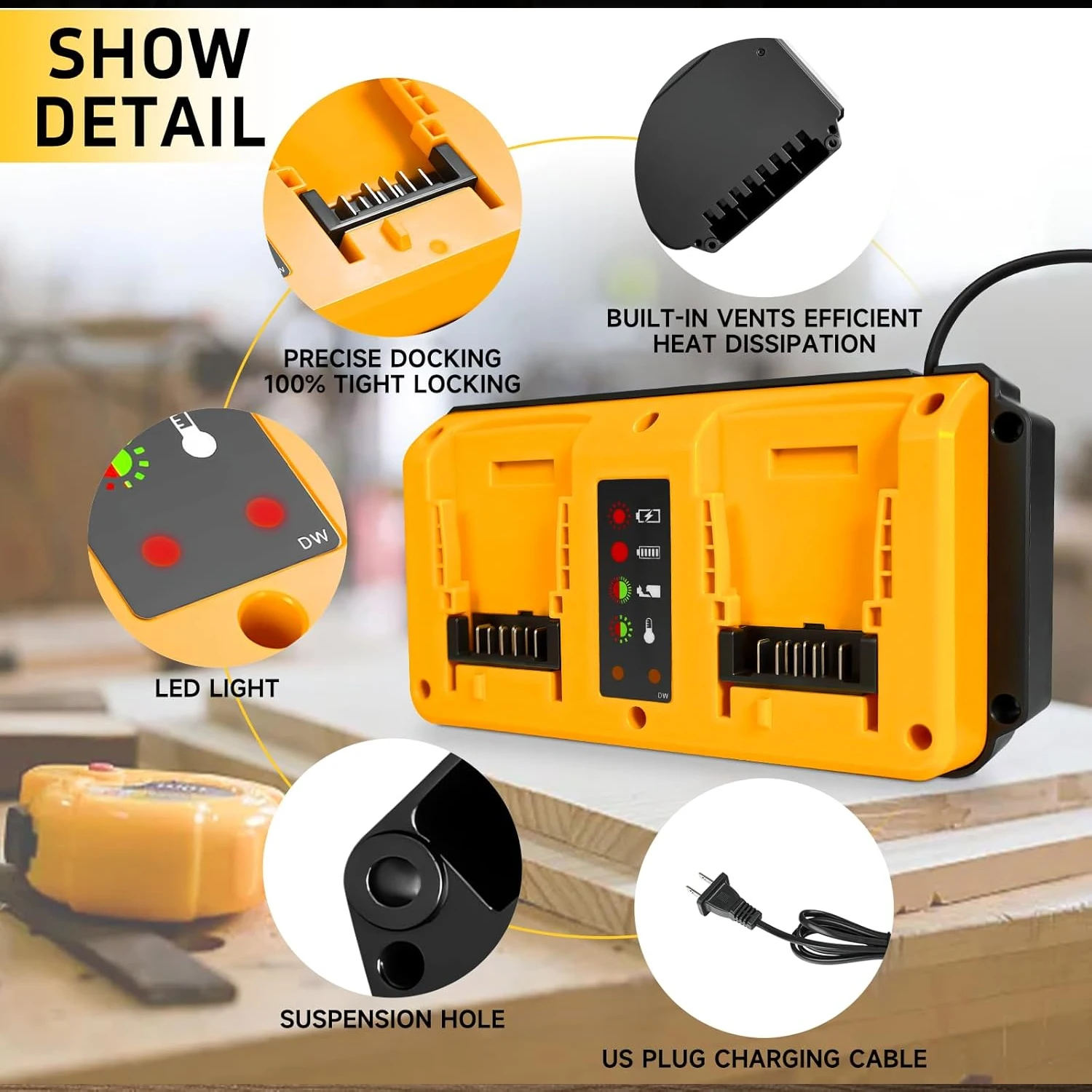 DeWalt cargador rápido dual para baterías XR sin batería - imagen 5