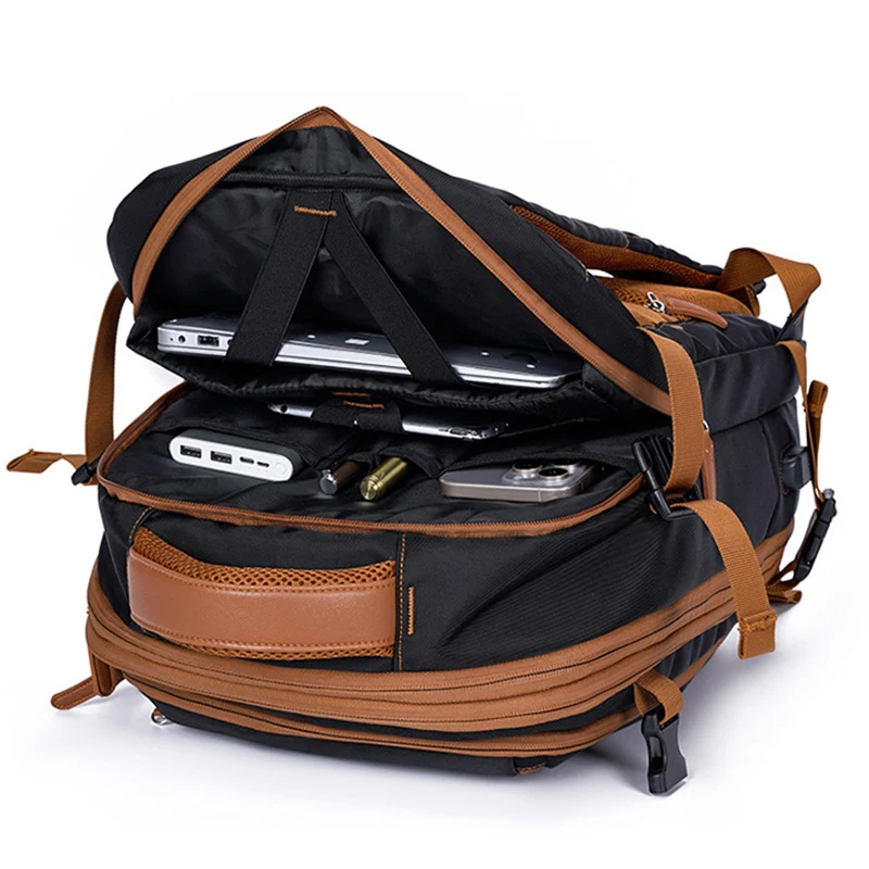 Mochila de gimnasio para Fitness, bolsa de viaje para ordenador portátil de gran capacidad con carga USB, mochila expandible con múltiples bolsillos para exteriores - imagen 5