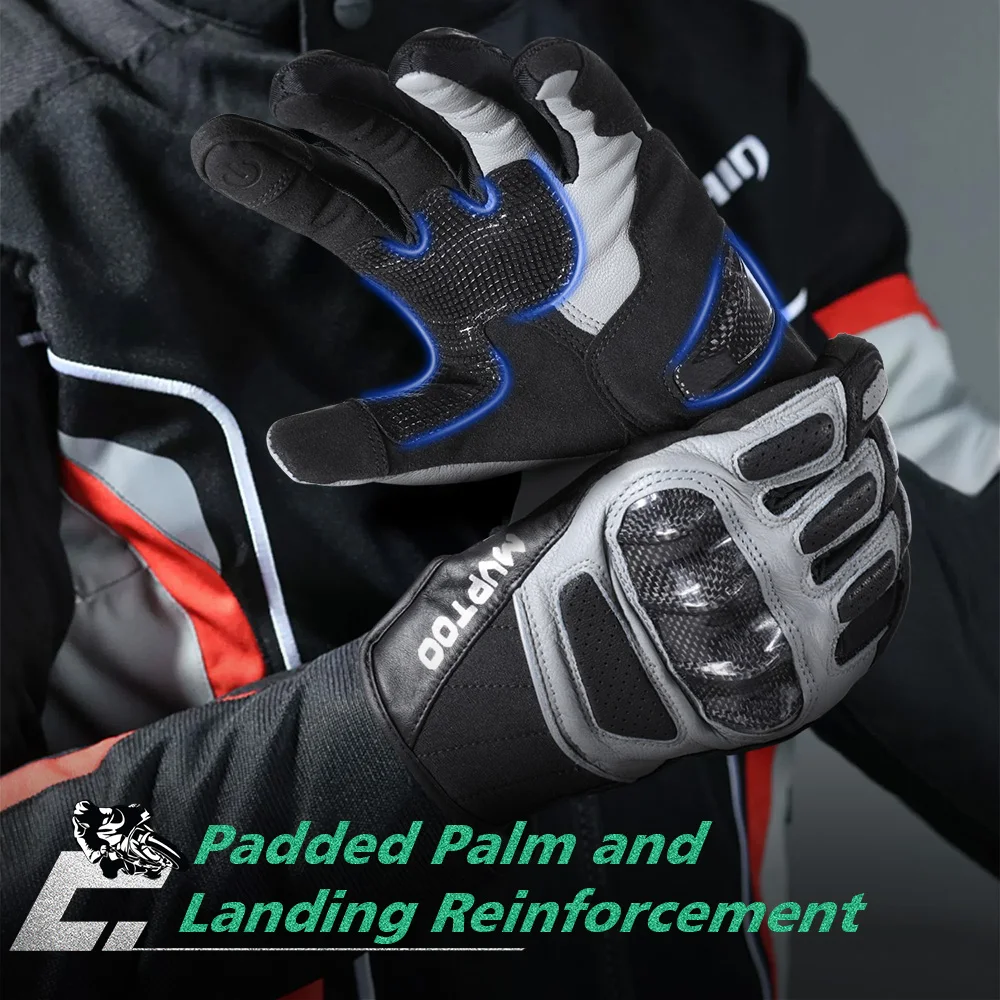Guantes de Ciclismo de cuero genuino para hombre y mujer, protectores de fibra de carbono transpirables para pantalla táctil, protectores de dedos completos para bicicleta de montaña - imagen 4