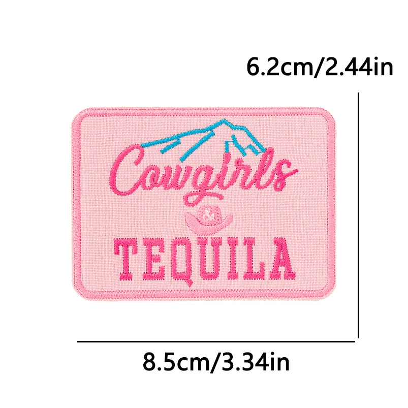 Parches para planchar Fusible de vaquera occidental para ropa, parches bordados con letras corajosas en sombrero de camionero, insignias de costura con prensa térmica - imagen 4