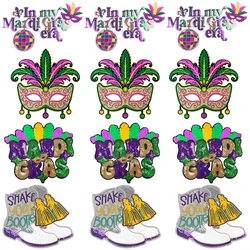 Parche termoadhesivo chenilla Mardi Gras grande – Carnaval para ropa